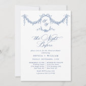 Invitation Elégant Bleu Toile Français Jardin Répétition Dîne (Devant)