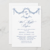 Invitation Elégant Bleu Toile Français Jardin Répétition Dîne (Devant / Derrière)