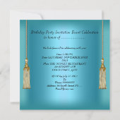 Invitation Elégant bleu Turquoise Aqua Gold Toutes les Occasi (Dos)