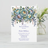 Invitation Elégant bleu turquoise Brunch floral & Bubbly (Debout devant)