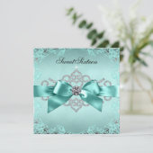 Invitation Elégant bleu Turquoise doux 16 fête d'anniversaire (Debout devant)