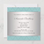 Invitation Elégant bleu Turquoise Silver Boy Douche (Dos)