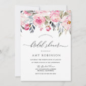 Invitation Elégant Bleu & Verdure Fête des mariées florale (Devant)