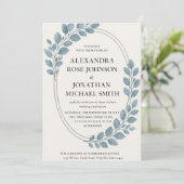 Invitation Elégant Bleu Vert & Argent Oval Moderne (Debout devant)