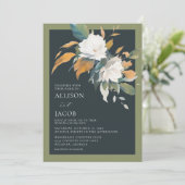 Invitation Élégant bleu vert blanc Mariage floral (Debout devant)