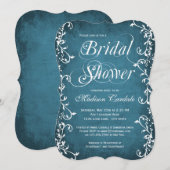 Invitation élégant bleu vintage de Fête de la (Devant / Derrière)