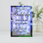 Invitation Elégant bleu violet hydrangée fleurie Mariage (Debout devant)