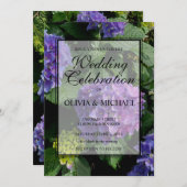 Invitation Elégant bleu violet hydrangée Mariage (Devant / Derrière)