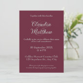 Invitation Elegant Blood Red & Silver Script Photo Wedding (Debout devant)