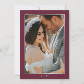 Invitation Elegant Blood Red & Silver Script Photo Wedding (Dos)