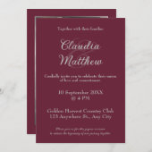 Invitation Elegant Blood Red & Silver Script Photo Wedding (Devant / Derrière)