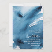Invitation Elégant Blue Abstrait Watercolor (Devant)