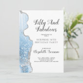 Invitation Elégant Blue Agate Surprise 50e anniversaire (Debout devant)