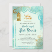 Invitation Elegant Blue and Gold with marble texture Iftar (Devant)