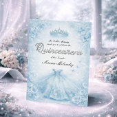 Invitation Elegant Blue and Silver Quinceanera