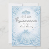 Invitation Elegant Blue and Silver Quinceanera (Devant)