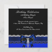 Invitation Élégant Blue Black Diamond Pearl Party (Dos)