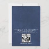 Invitation Elegant Blue Boho Roses Modern QR Code Wedding (Dos)