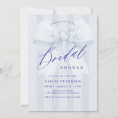 Invitation Elegant blue bow bridal shower (Devant)