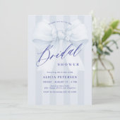 Invitation Elegant blue bow bridal shower (Debout devant)