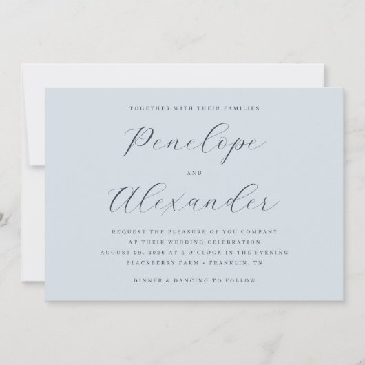 Invitation Elegant Blue Calligraphy (Devant)