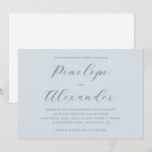 Invitation Elegant Blue Calligraphy (Devant / Derrière)