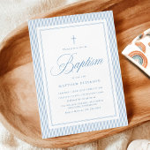 Invitation Elegant Blue Calligraphy Baptism