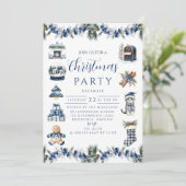 Invitation Elegant Blue Chinoiserie Christmas (Debout devant)