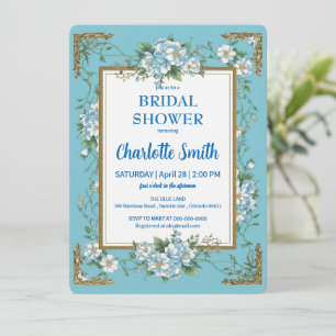Invitation Elégant Blue Chinoiserie Floral nuptiale