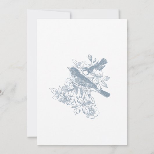 Invitation Elegant Blue Chinoiserie Nature Birds Bridal Tea (Dos)