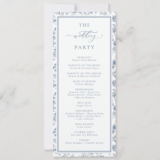 Invitation Elegant Blue Chinoiserie Wedding Program (Dos)
