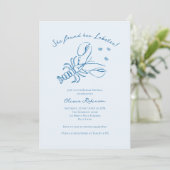 Invitation Elegant Blue Coastal Lobster Bridal Shower  (Debout devant)