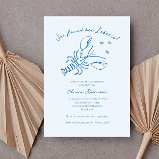 Invitation Elegant Blue Coastal Lobster Bridal Shower