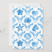 Invitation Elegant Blue Coastal Seashell and Coral Wedding (Dos)