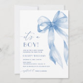 Invitation Elégant Blue Coquette Bow C'Est Un Baby shower Gar (Devant)