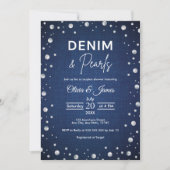 Invitation Elégant Blue Denim et Pearls Couple's Shower (Devant)