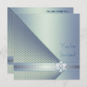 Invitation Elegant Blue Diamond Blue Party (Devant / Derrière)
