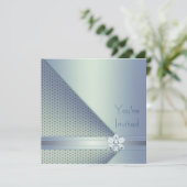 Invitation Elegant Blue Diamond Blue Party (Debout devant)