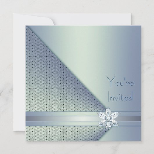 Invitation Elegant Blue Diamond Blue Party (Devant)