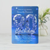 Invitation Elegant Blue Diamond Gemstone Glamour 90th Party (Debout devant)