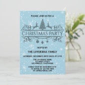 Invitation Elégant Blue Festive Fête de Noël Neige (Debout devant)
