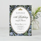 Invitation Elegant Blue Floral 18th Birthday Debut (Debout devant)