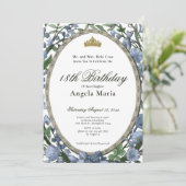 Invitation Elegant Blue Floral 18th Birthday Debut (Debout devant)