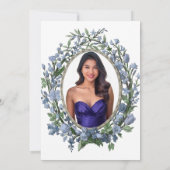 Invitation Elegant Blue Floral 18th Birthday Debut (Dos)