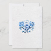 Invitation Elégant Blue Floral Bow Mariage Couples Douche (Dos)