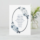 Invitation Elégant Blue Floral Bridal High Tea (Debout devant)