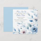 Invitation Elegant Blue Floral Bridal Shower (Devant / Derrière)