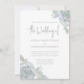 Invitation Elégant Blue Floral Custom Wedding (Devant)