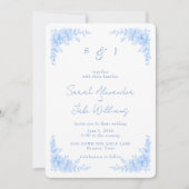 Invitation Elegant Blue Floral Rounded Wedding Website (Devant)