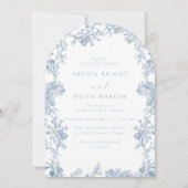 Invitation Elegant Blue Floral Vintage Arch Wedding (Devant)